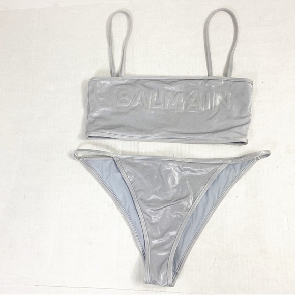 BALMAIN Two-Piece Logo Embossed Bandeau Bikini Set - Picture 7 of 14